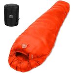 Artificial Down Sleeping Bag,Backpacking Lightweight Mummy Camping Sleeping Bag for Cold Weather 5℉-32℉,Washable, Outdoor Hiking Travel Gear Must Kids Sleep Accessories,Orange