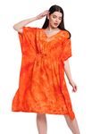 EROTISSCH Women Orange Abstract Printed Kaftan Nightdress (Size S)