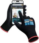 KAYGO Safety Work Gloves PU Coated for Men and Women- KG11PB,60 Pairs,Seamless Knit Glove with Two Fingers Touchscreen,Ideal for General Duty Work (S,Black)