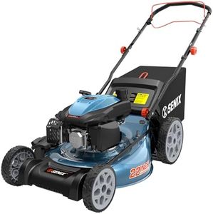 SENIX 22 Inch 3-in-1 Gas Lawn Mower, 201cc Rear Wheel Single Speed Self-Propelled Mower, 4-Cycle Engine, Steel Deck, Mulching, Bagging, Discharging, 6-Position Cutting Height Adjustable, for Yard