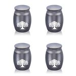 HOUSWEETY Tree of Life Keepsake Funeral Urn for Ashes Set of 4-40mmx30mm Mini Cremation Urn for Human Ashes Adult - Fits a Small Amount of Cremated Remains