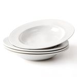 NUTRIUPS 8.5'' Soup Plates Set of 4, 250ml, Wide Rimmed Soup Bowls - 8 oz Pasta Plates, Porcelain Soup Bowls, Microwave & Dishwasher Safe