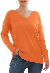 Jouica Women's Winter Sweater Breeze Light Knit Casual Sweater with High Low Hemline,Orange,3X-Large