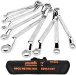 HORUSDY 9-Piece Offset Spanner Set, 75-Degree Double Box End Spanners Metric 6-24mm, CR-V Steel with Rolling Pouch