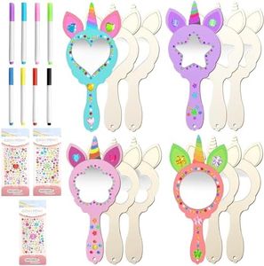 LUKIUP Activite Manuelle Bois, 12 Kits Bricolage Miroir Licorne en Bois, Peinture et Artisanat Fille Filles Enfants avec 3 4 5 6 7 8 9 10 pour Activité Manuelle Fête Anniversaire Cadeau de Noël