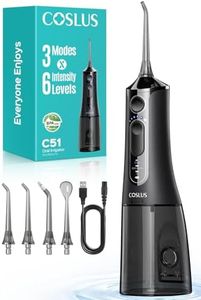 COSLUS Portable Water Flosser for Teeth: 3 Modes & 18 Pressure Settings with Jet Mode Water Dental Pick for Orthodontic, Braces, Sensitive Gums, Compact for Travel, 300ML for Multiple Users, Black C51