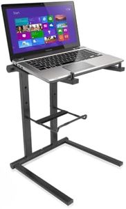 Pyle Portable Folding Laptop Stand - Standing Table with Foldable Height and Secondary Accessory Tray for iPad, Tablet, DJ Mixer, Workstation, Gaming and Home Use with Bag - PLPTS35