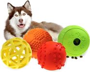 Newthinking 4Pcs Squeaky Dog Ball, Dog Ball Teeth Cleaning Chew Indestructible Dog Toys, Pet Training Balls, Dog Interactive Balls for Relieving Anxiety and Boredom