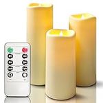 LED Candles of 3 Pack, Flameless Candles, Outdoor Waterproof Battery Operated Flickering Candle with Timer, Remote Control for Home Decoration, Weddings, Parties, Gifts, Balconies, Table, Lanterns