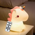 One Fire [Sound Machine] Unicorn Night Light for Kids,16 Colors Silicone Kids Night Lights for Bedroom,10 White Noise Baby Night Light, Remote + Timer Cute Night Light Lamp, Rechargeable Unicorn Lamp