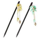 2 Pieces Hair Chopsticks for Women Retro Chinese Japanese Hair Accessories Flower Tassel Handmade Wooden Hair Chopsticks Stick Hair Pins for Long hair