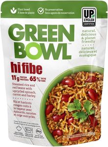 Green Bowl Ready to Eat Meal, Plant Based, Hifibe Steamed Rice and Red Beans with Spinach, Carrot and Barley, Microwave Friendly 250g