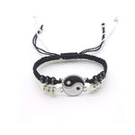 2 Pcs/Set Yin Yang Adjustable Cord Bracelet Handmade Tai Chi Braided Rope Charm Bracelet for BFF Friendship Relationship Boyfriend Girlfriend Valentines Jewelry sliver