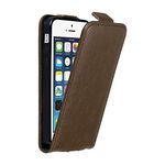 cadorabo Case works with Apple iPhone 5 / iPhone 5S / iPhone SE in COFFEE BROWN - Flip Style Case with Magnetic Closure - Wallet Etui Cover Pouch PU Leather Flip