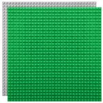 Etarnfly 2 Pack Classic Base Plates,25.5 x 25.5 cm Building Board Baseplates 100% Compatible with All Major Brands,Grey/Green