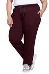 CUPID Women Plus Size Cotton Night Track Pant, Lower, Sports Trouser, Lounge N Gym Wear For Ladies_7X-Large_Wine Regular Relaxed Athletic Classic