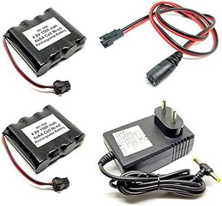 INVENTO 2Pcs 4.8V 1500 mAh Ni-Cd Rechargeable 4 AA Cell Battery + 6V 2A DC Adaptor Charger + Charger Cable