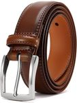 DOOPAI Genuine Leather Mens Belt Dress for Work Bussiness,Classic Casual Suit Jeans Belt-Single Prong Buckle Brown