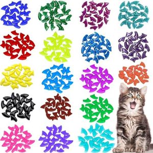 VICTHY 120pcs Cat Nail Caps, Colorful Pet Cat Soft Claws Nail Covers for Cat Claws with Adhesive and Applicators Medium