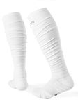 Yxmeiguo Scrunch Football Socks Extra Long Padded Sports Athletic Socks for Men Women with Ankle Support Football Accessories, White, L