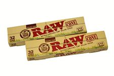 RAW Organic Unrefined Pre-Rolled Cones 32 Cones 1 1/4 Size (2 Pack-Bundle)