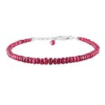 InfinityGemsArt Longido Ruby Natural Gemstone Full Beads Dainty Bracelet Jewelry for Women July Birthstone Chakra Energy Healing Crystals and Gemstones 925 Sterling Silver Chain 8 inch