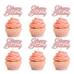 24Pcs Happy Birthday Cupcake Toppers Glitter Celebrating Birthday Cupcake Picks Baby Shower Kids Birthday Party Cupcake Decorations Supplies Rose Gold