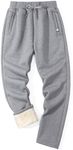 Flygo Men's Fleece Pants Sherpa Lined Sweatpants Active Athletic Winter Warm Jogger Pants(Straight Bottom Light Grey-3XL)