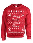 ALLNTRENDS Crewneck Sweatshirt Style Louis Niall Liam Merry Christmas, Red, Medium