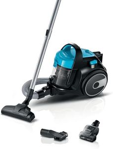 Bosch Series 2 BGS05BU2GB Bagless Cylinder Vacuum Cleaner with Mini AirTurbo Nozzle, Suitable for Hardfloor, Carpet & Car, Compact & Lightweight, 700W, 1.5L, Turquoise