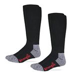 Wrangler Cotton Work Boot Sock Over the Calf 2 Pair, Black, X-Large