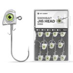 OJY&DOIIIY Swimbait Jig Heads with Chartreuse Fish Eye, 1/8 3/16 1/4 3/8 1/2oz Jigheads for Freshwater&Saltwater Fishing 15-Pack