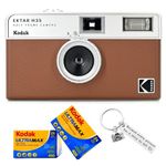 Kodak Ektar H35 Half-Frame Retro Camera Bundled with Kodak Ultramax 400 35mm Film (2 Rolls of 24 Exposures Each) Plus a Bonus Camera-Style Keychain (Brown)