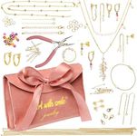 Jewelry Making Kit for Adults & Teens - Girls' DIY Bracelet Making Kit, Friendship Bracelet Kit w/Beads, Chains, Tools with 14K Gold & Silver-Plated Accessories for Necklaces & Earrings (Gold)