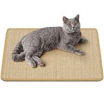 PETTOM Sisal Cat Scratching Mat, Floor Scratching Mat for Cats, Cat Scratcher for Indoor Cats Grinding Claws Nails, Cat Furniture Protector for Couch Carpets Sofas-Brown, 60x40cm