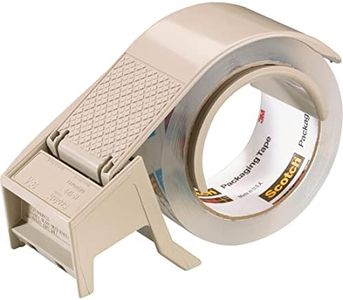 3M Scotch H122 Industrial Packing Tape Dispenser with Built-In Brake for 2" Tape – Lightweight and Compact for Commercial Packaging, Shipping, Moving, Carton and Box Sealing, Gray