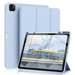 KenKe New iPad Pro 12.9 Case 2022 (6th Gen)/ 2021 (5th Gen)/ 2020 (4th Gen) Case with Pencil Holder, [Support Pencil Charging/Pair], Auto Wake/Sleep Soft Back Cover for iPad Pro 12.9 inch (Sky Blue)