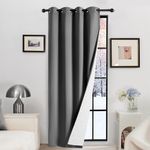 Deconovo 2-Layers Door Curtain Draught Reducing, Blackout Curtain 90 Inch Drop, Eyelet Curtain with Thick Microfiber Liner, Noise Reducing Light Grey Curtain for Big Window, 52"x 90", 1 Panel