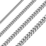 Sunling Solid Stainless Steel Cuban Chain Necklace For Men and Women Waterproof Curb Link Necklace Chain-Widths 3.5mm 5mm 7mm 9mm-Chain Lengths 16"-36", Stainless Steel, stainless-steel