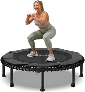 BCAN 48" Foldable Mini Trampoline, Silent Bungee Cord, Stable & Quiet Exercise Rebounder for Kids Adults Indoor/Garden Workout Max 550LBS - Black