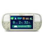 XTRONS 7 Inch 1 DIN Car Stereo Android 13 Octa Core Radio Player, Built-in 4G Wireless Car Play GPS Navigation DSP RDS Radio Bluetooth WIFI, Optional AHD CAM TPMS DAB+for Fiat 500 (2007-2015) Cream