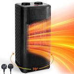 WeiaiziY Fan Heater with 6 Function Modes & 3 Heat Settings, 1500W/750W Low Energy PTC Ceramic Electric Heater, Silent Space Heater with 70° Oscillating, Overheating & Tip-Over Protection for Home