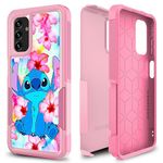 CASE TOWN Case for Galaxy A13 5G, Cute Stitch Design Dual Layer Heavy Duty Shockproof Defender Case Silicone Protective Armor Women Girl Phone Covers for Samsung Galaxy A13 5G