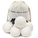 Tumble Dryer Balls, Sopito 6pcs XL Wool Dryer Balls for Laundry to Reduce Drying Time, Wrinkles and Static, Soften Fabric, Reduce Tangle and Make Clothes Fluffy, with High-Grade Natural Wool