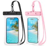 2 Pack Waterproof Phone Pouch Case [3D Clear Soft Edges], Underwater Phone Dry Bag for iPhone Galaxy Pixel Up to 7.2", IPX8 Waterproof Case for Beach Cruise Kayaking Travel Vacation，Black & Pink