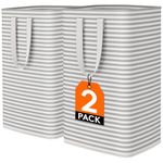 Lifewit 2-Pack 80L Freestanding Laundry Hamper, Collapsible Large Clothes Basket with Easy Carry Extended Handles for Clothes Toys in Bedroom, Bathroom, Grey