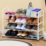 Lukzer Metal 4 Layer Shoe Rack Storage Organizer Stand for Door Entrance Dormitory DIY Home, Living Room, and Balcony Décor Stand (White/63 x 67 x 23cm)