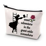 JYTAPP Beauty Fairytale Gifts Belle Princess Rose Makeup Bag I Want Adventure In The Great Wide Somewhere Cosmetic Bag Princess Belle Inspirational Gifts, beige, BEIGE