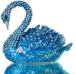 YU FENG Blue Swan Animal Jewelry Trinket Box Hinged Collectible Figurines for Home Decor