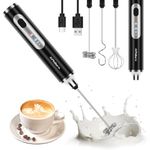 Philorn Milk Frother Wand Handheld Drink Mixer, Rechargeable Coffee Frother with 3 Heads 3 Speed, Electric Whisk Hand Frother Foam Maker for Lattes, Cappuccino, Frappe, Matcha, Hot Chocolate Egg